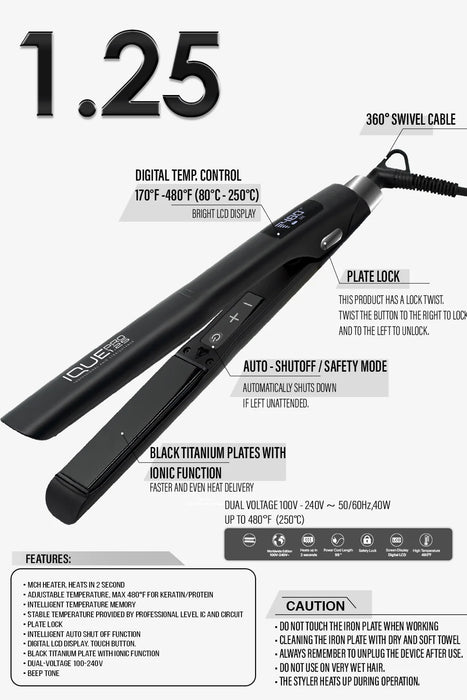 IQUE Professional Flat Iron Hair Straightener 1.75